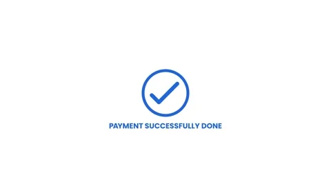 Blue check mark with payment successful text animation Video stock 327023958