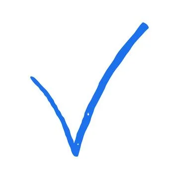 Blue Check Mark Tick Correct Symbol Grunge Sketch Hand Drawn Doodle Vector .. Stock Illustration