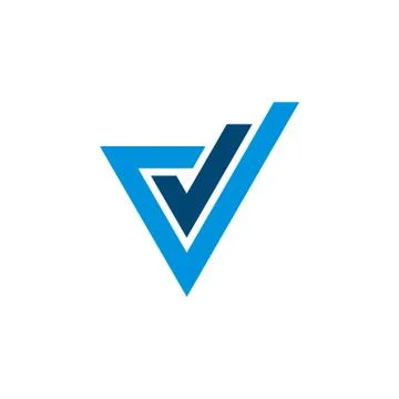 Blue Check Mark Triangle Logo Template Illustration Design. Vector EPS 10. Stock Illustration