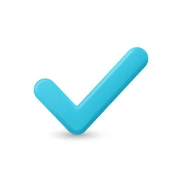 Blue Check Mark, Vector Illustration. 3d Check Mark with Rounded Shape. Check Stock Illustration