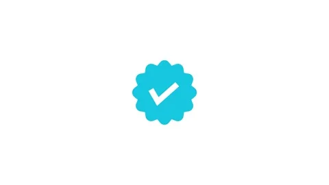 Blue check mark verification badge animation isolated on white background. .. Stock Footage 340408319
