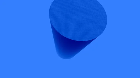 Blue Checked Cyclinder Tumbles End Over Video stock 153953250