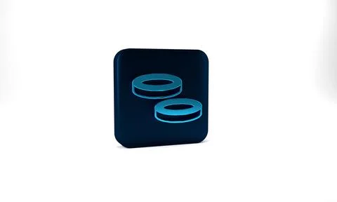 Blue Checker game chips icon isolated on grey background. Blue square button. 3d Stock Illustration