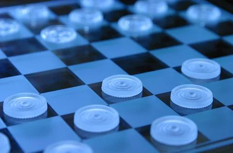 Blue checkerboard close-up Stock Photos