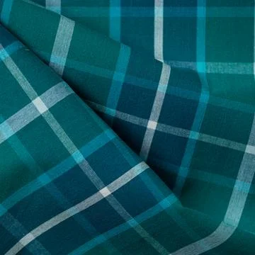 Blue checkered fabric texture background. Scottish tartan plaid pattern Stock Photos