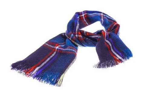 Blue checkered scarf. Stock Photos