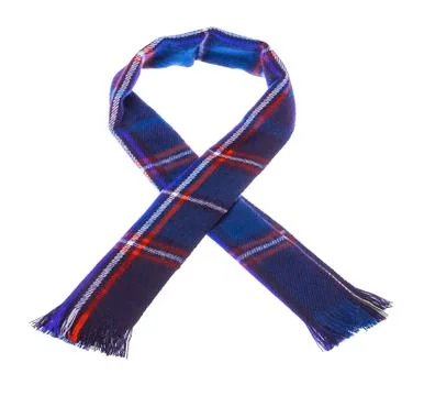 Blue checkered scarf. Stock Photos