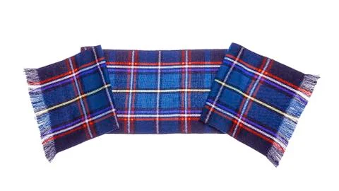 Blue checkered scarf. Stock Photos