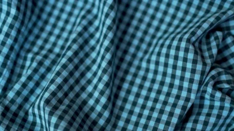 Blue Checkered Texture Of Cotton Fabric, Fashionable Modern Clothing. Textile Fa Stock Footage 139384954