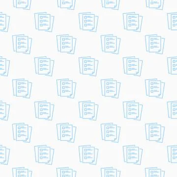 Blue checklist or task list vector outline seamless pattern Stock Illustration