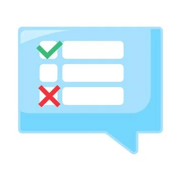 Blue checklist speech bubble flat illustration イラスト素材