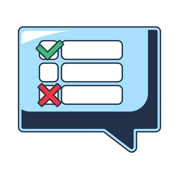 Blue checklist speech bubble flat illustration 스톡 일러스트