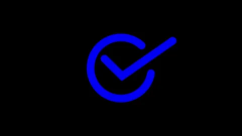 Blue checkmark appearing inside circle motion graphic. Stock Footage 334906391