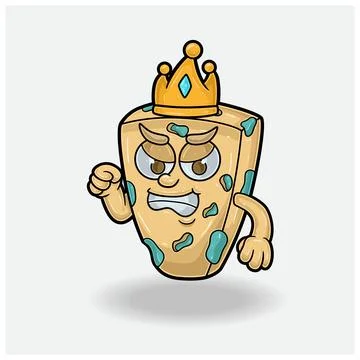 Blue Cheese With Angry expression. Mascot cartoon character for flavor, str.. Stock Illustration