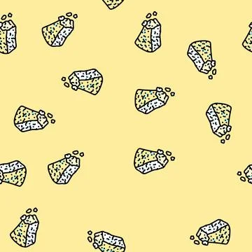 Blue cheese food slice vector seamless pattern Stock Illustration