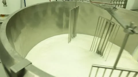 Blue cheese gouda Factory food process parmesan swiss dairy feta france milk Stock Footage