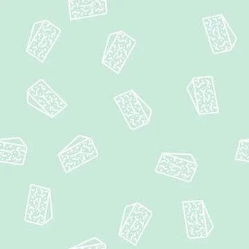 Blue cheese line vector seamless pattern Stockillustratie