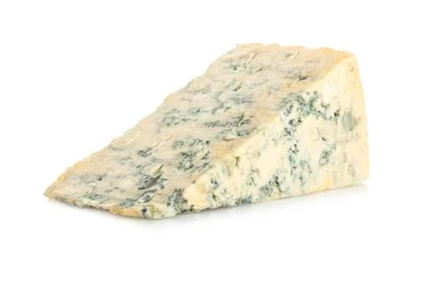 Blue cheese on white background Stock Photos