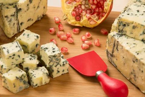 Blue cheese on wooden background. Stock Photos