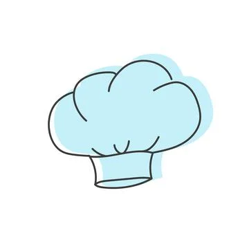 Blue chef hat icon, hand drawn vector illustration. Line headdress isolated on Stock Illustration