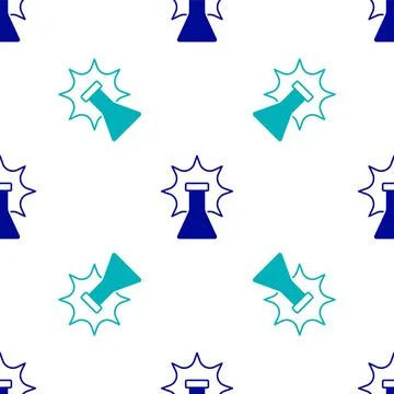 Blue Chemical experiment, explosion in the flask icon isolated seamless pattern 스톡 일러스트