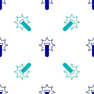 Blue Chemical experiment, explosion in the flask icon isolated seamless pattern Illustrazione stock