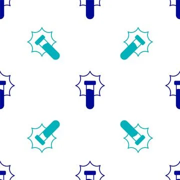 Blue Chemical experiment, explosion in the flask icon isolated seamless pattern Illustrazione stock