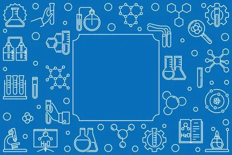 Blue chemistry frame with empty space. Vector line illustration Stockillustratie