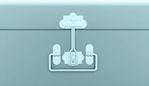 Blue chest case concept rendered Stock Illustration