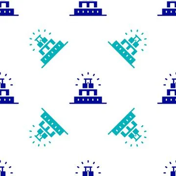 Blue Chichen Itza in Mayan icon isolated seamless pattern on white background Stock Illustration