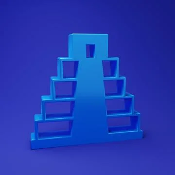 Blue Chichen Itza in Mayan icon isolated on blue background. Ancient Mayan .. Ilustración de archivo