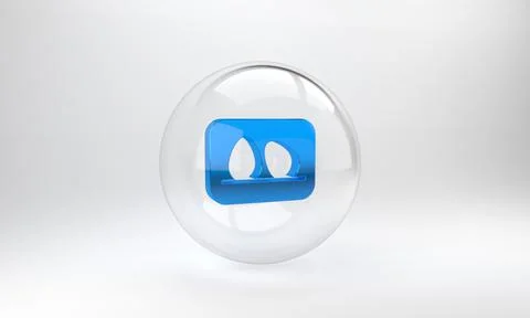Blue Chicken egg icon isolated on grey background. Glass circle button. 3D re Stock Illustration