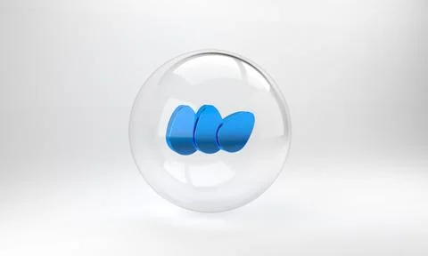Blue Chicken egg icon isolated on grey background. Glass circle button. 3D re Stock Illustration