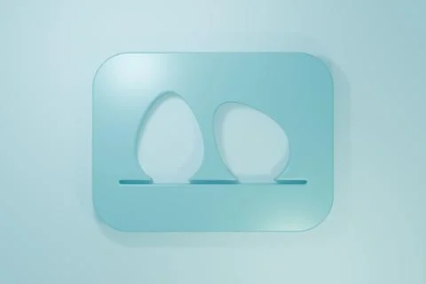 Blue Chicken egg icon isolated on blue background. Minimalism concept. 3D r.. Stock Illustration