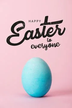 Blue chicken egg pink background Stock Photos