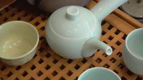Blue China Teapot Stock Footage 107070249