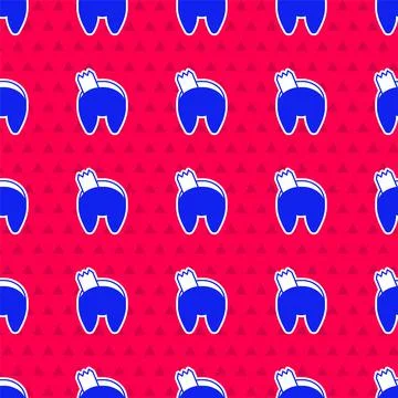 Blue Chinese fortune cookie icon isolated seamless pattern on red background Stock Illustration
