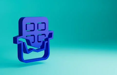 Blue Chocolate bar icon isolated on blue background. Minimalism concept. 3D Stock Illustration