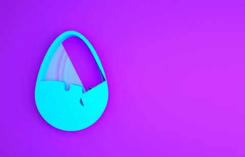 Blue Chocolate egg icon isolated on purple background. Minimalism concept. 3d Stock Illustration