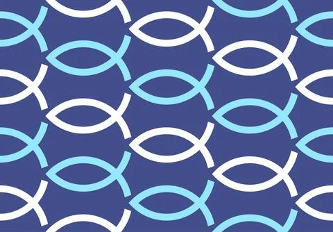 Blue Christian Fish Seamless Pattern Vector Background Illustrazione stock
