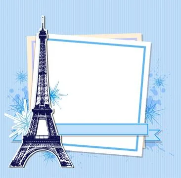 Blue Christmas background with Eiffel Tower Stock Illustration