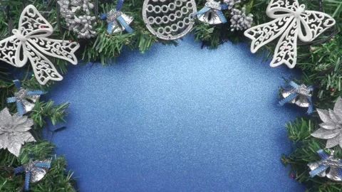Blue christmas background flatlay copyspace Video stock 219687249