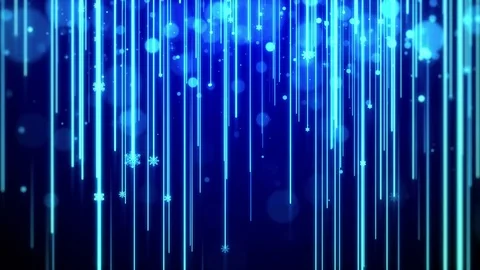 Blue Christmas background with lights streak, bokeh glittering and snowflakes Stock Footage 80233264