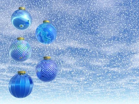 Blue Christmas balls - 3D render Stock Illustration
