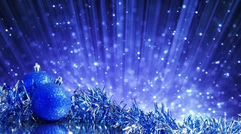 Blue christmas balls and blinking particles loop Stock Footage
