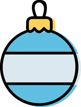 Blue Christmas bauble flat design holiday icon Stock Illustration