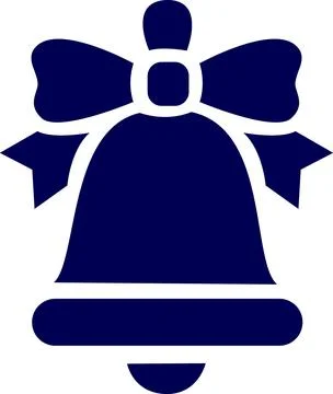 Blue Christmas Bell With Bow Icon Stock Illustration