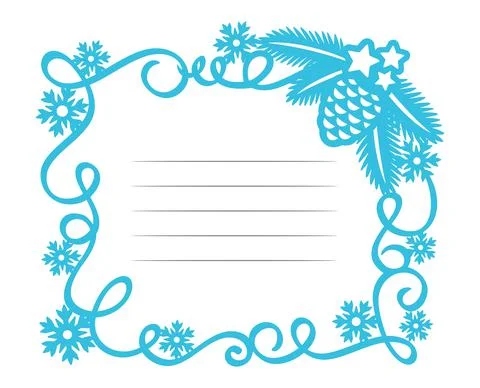 Blue Christmas frame with lines for text.  Stock Illustration