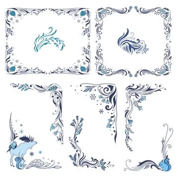 Blue Christmas Frames and Corners Illustrazione stock