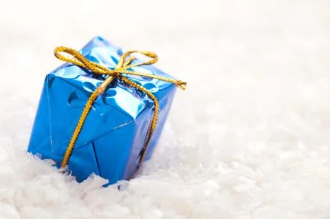 Blue christmas gift Stock Photos